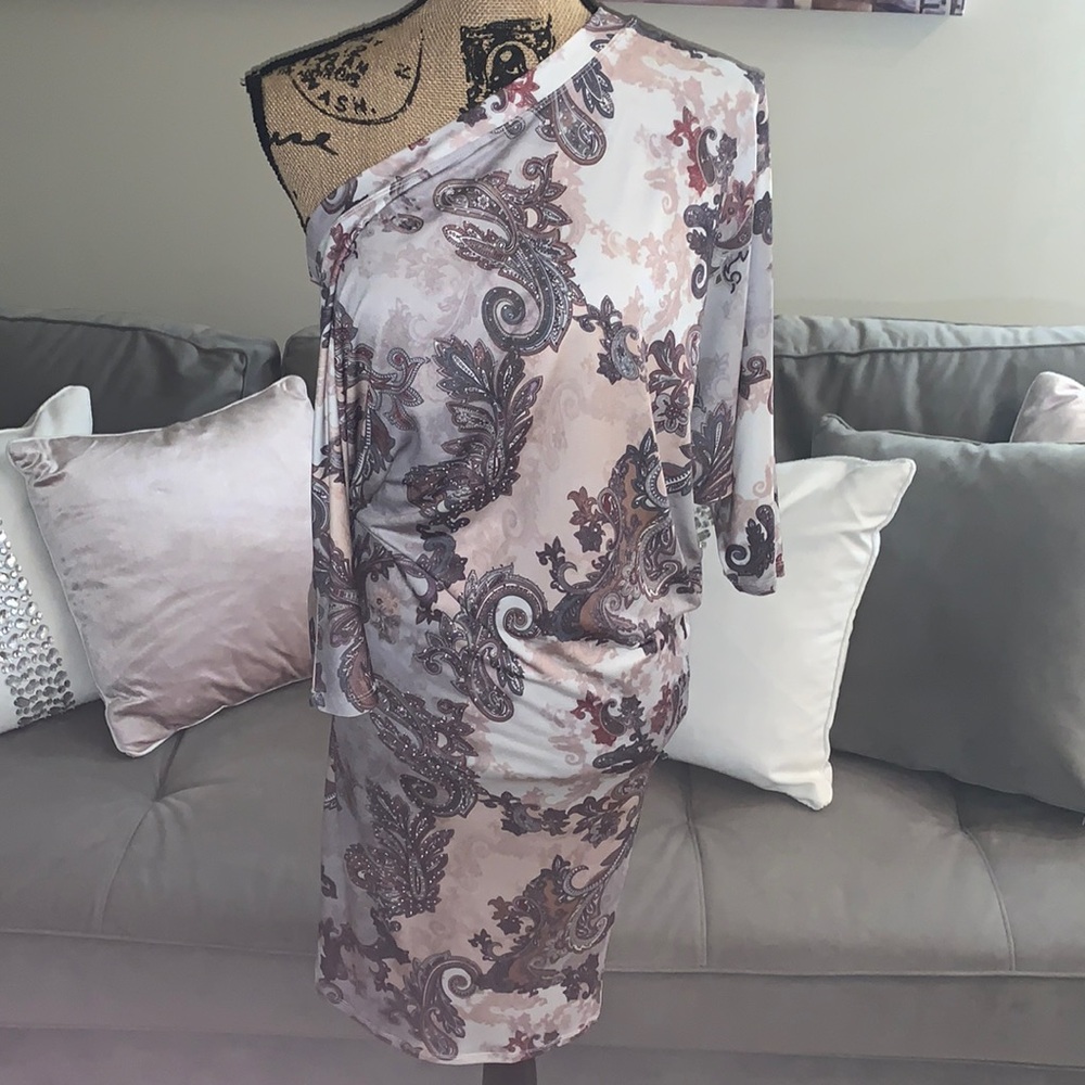 Venus off shoulder paisley dress